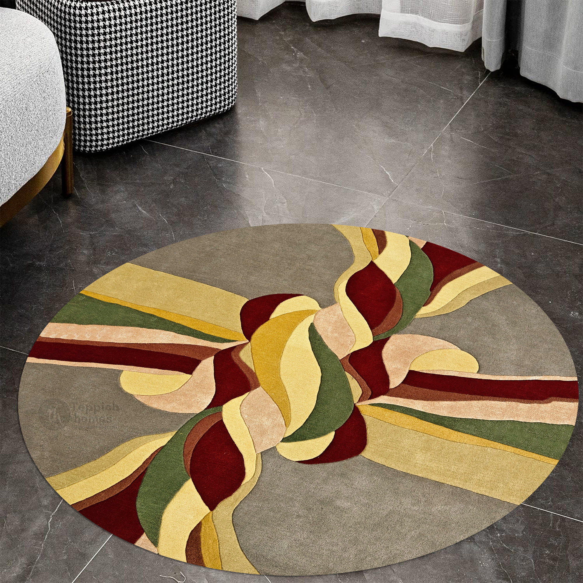 Abstract Twisted Pattern Bedroom Rug 9x9