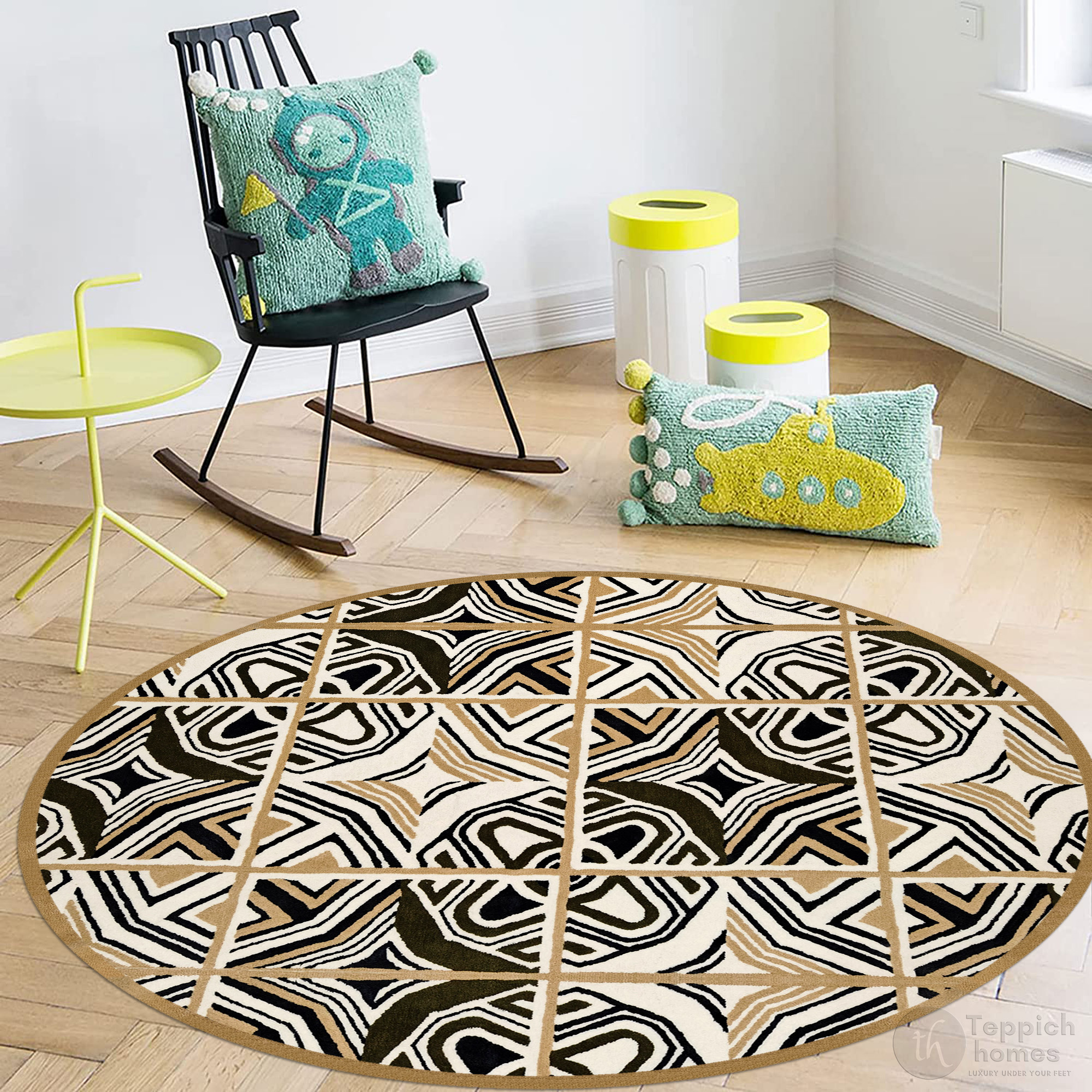 Bold Optical Illusion Style Living Room Rug 7x7