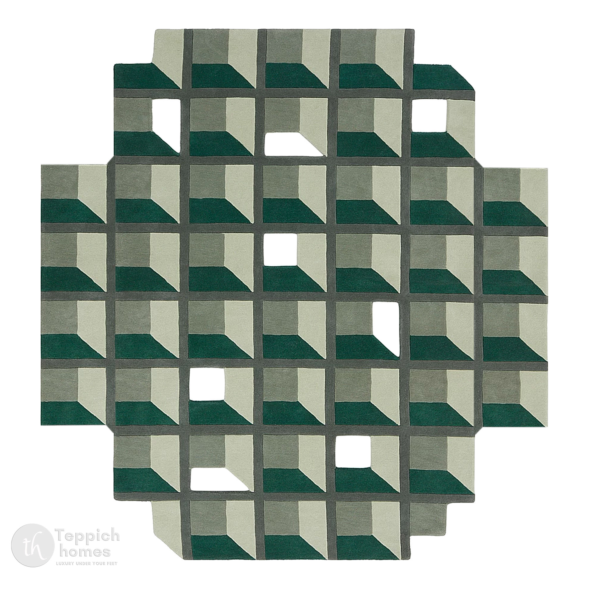 Handmade Tufted 3d Cube Tessellation Rug for Bedroom and Living Space