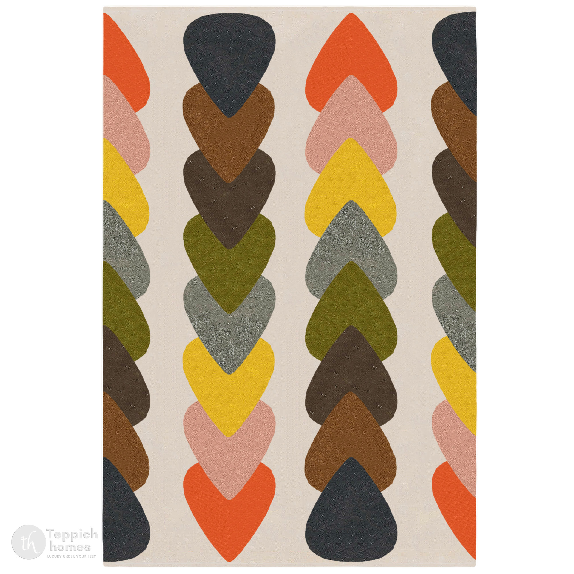 Mid-Century Modern Leaf Stacked Bedroom Rug 5x8