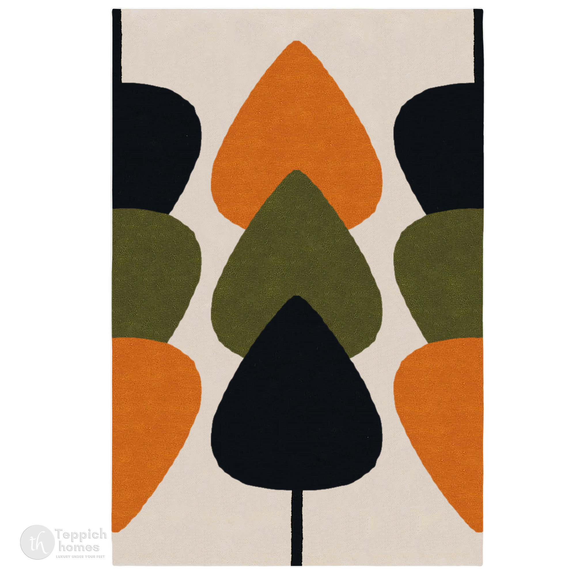 Modern Retro Leaf Pattern Rectangular Rug 12x18