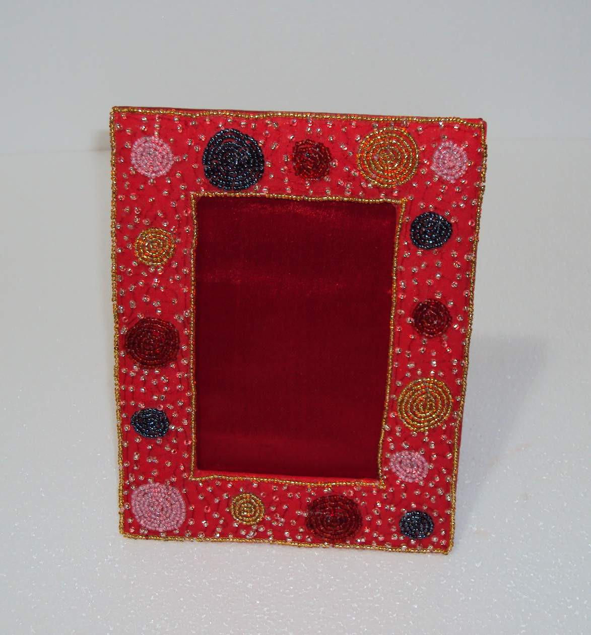 Fabric And Beads Picture Frame