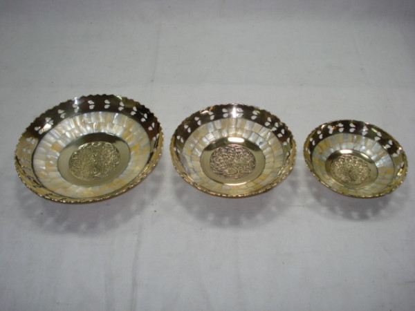Image of Brass and mother of pearl Bowls