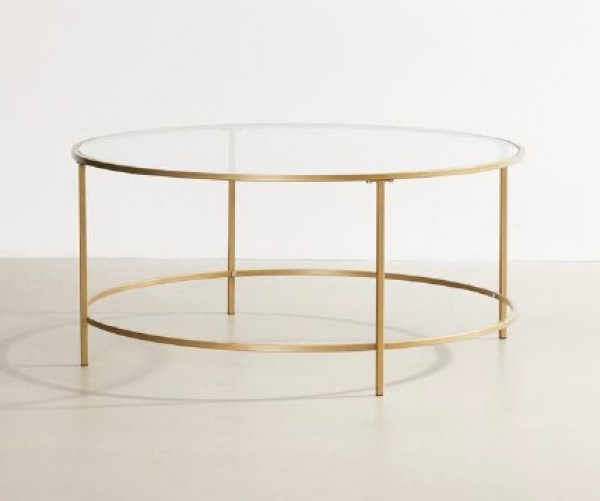 Image of Round Iron Table With Glass Top