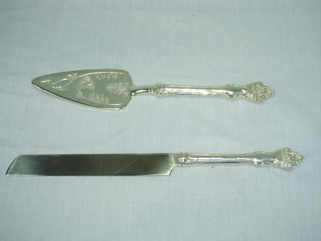 Silver Plated Brass Cake Carving and Serving Set