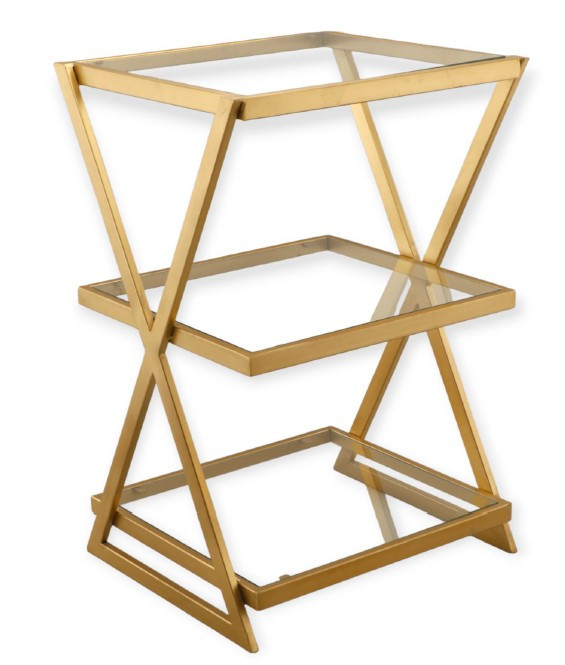 Iron Table With 3 Glass Tiers