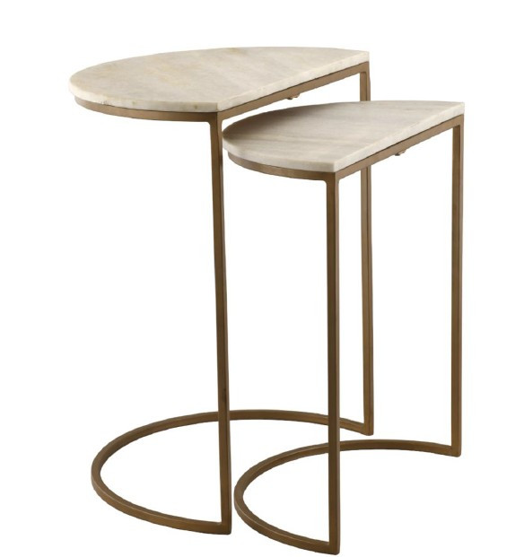 Iron Side Table With Marble Top