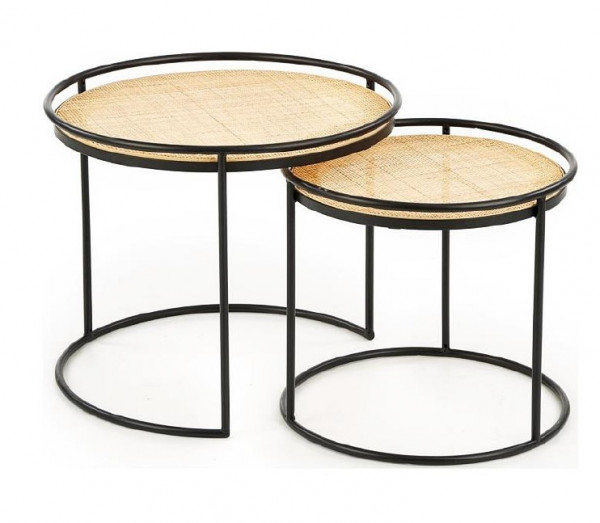 Image of Iron Table With Rattan Top