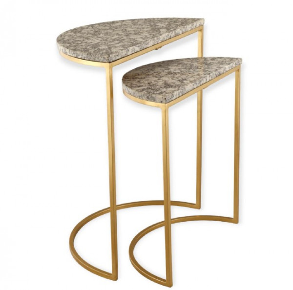 Image of Iron Side Table With Marble Top