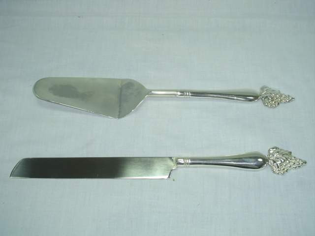 Silver Plated Brass Cake Carving and Serving Set