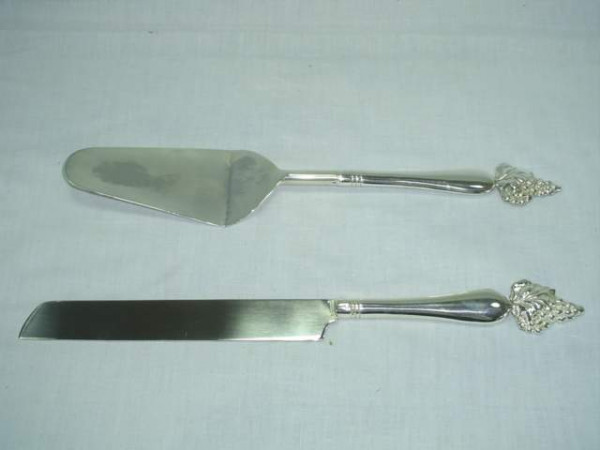 Image of Silver Plated Brass Cake Carving and Serving Set