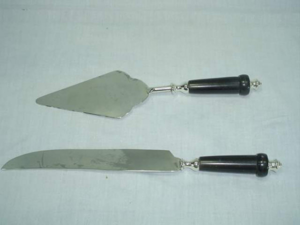 Image of Silver Plated Brass Cake Carving and Serving Set