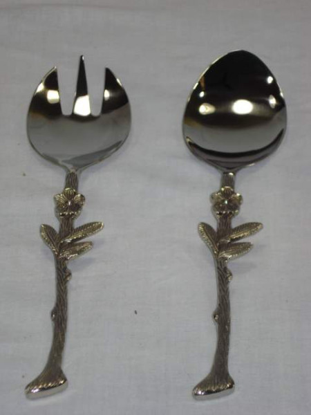Image of Silver Plated Brass Salad Serving Set