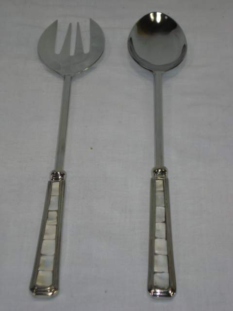 Stainless Steel Salad Serving Set With Mother Of pearl