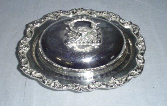 Silver Plated Brass Serving Dish with Dome Shaped Lid