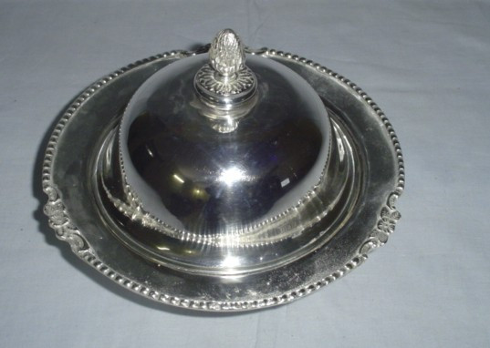Silver Plated Brass Serving Dish with Dome Shaped Lid