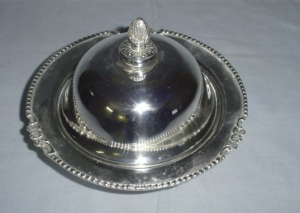 Image of Silver Plated Brass Serving Dish with Dome Shaped Lid