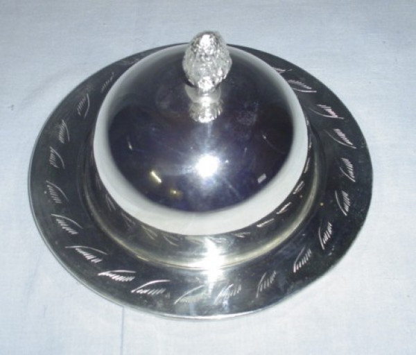 Image of Silver Plated Brass Serving Dish with Dome Shaped Lid