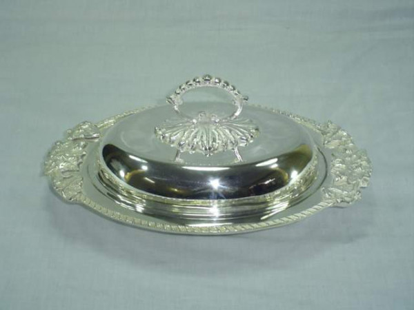 Image of Silver Plated Brass Serving Dish with Dome Shaped Lid