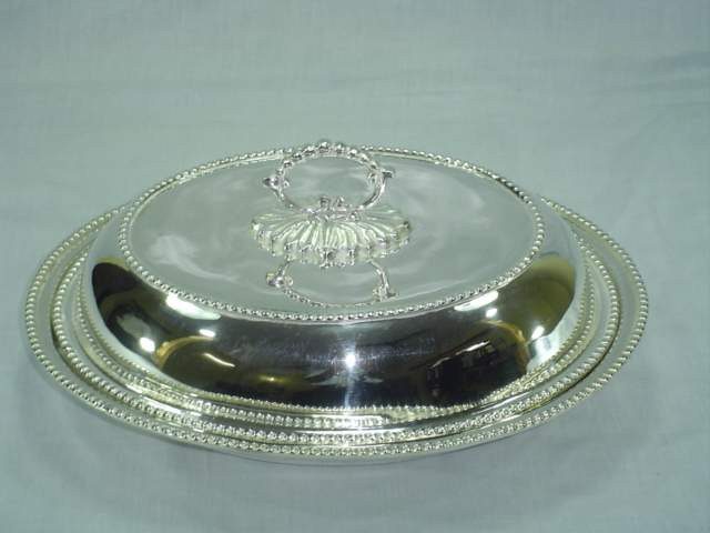 Silver Plated Brass Serving Dish with Dome Shaped Lid
