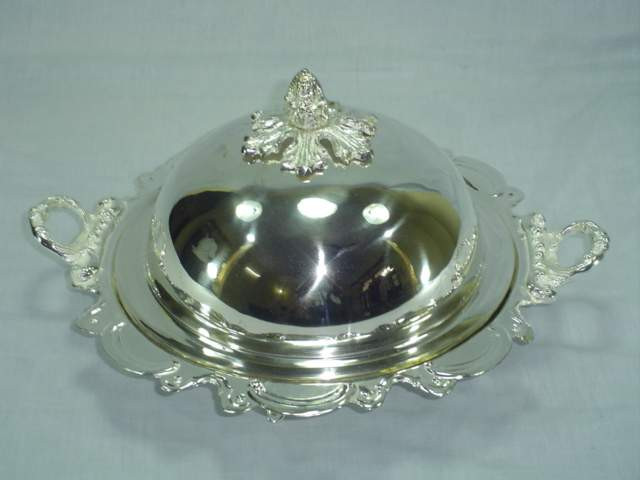 Silver Plated Brass Serving Dish with Dome Shaped Lid