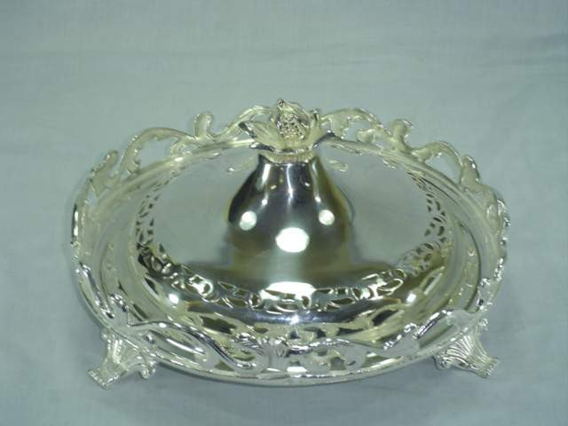 Silver Plated Brass Serving Dish with Dome Shaped Lid