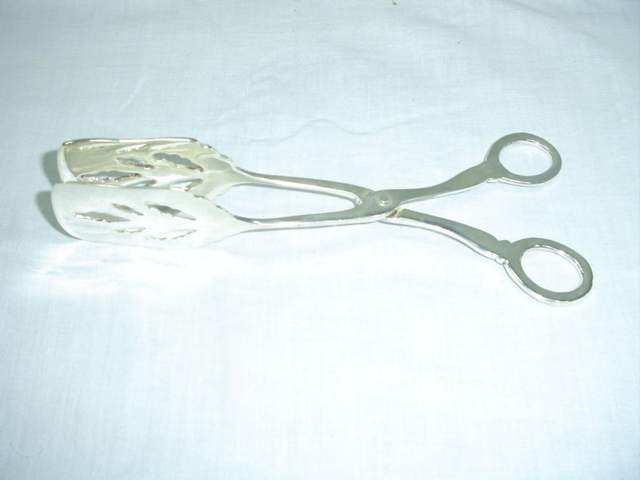Silver Plated Brass Scissor Tong