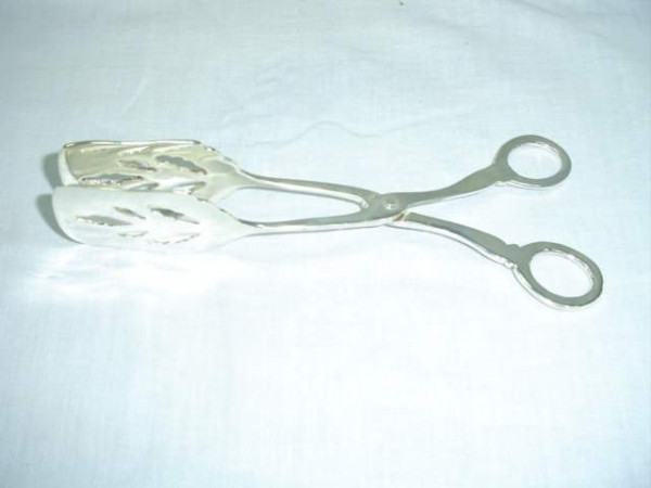Image of Silver Plated Brass Scissor Tong