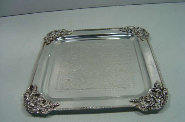 Image of Silver Plated Brass Tray