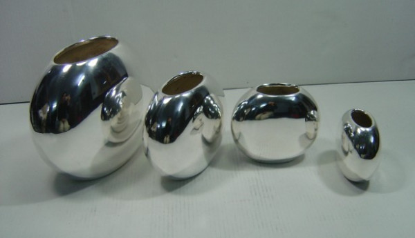 Image of Silver Plated Brass Vase Set