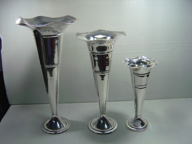 Silver Plated Brass Vase Set