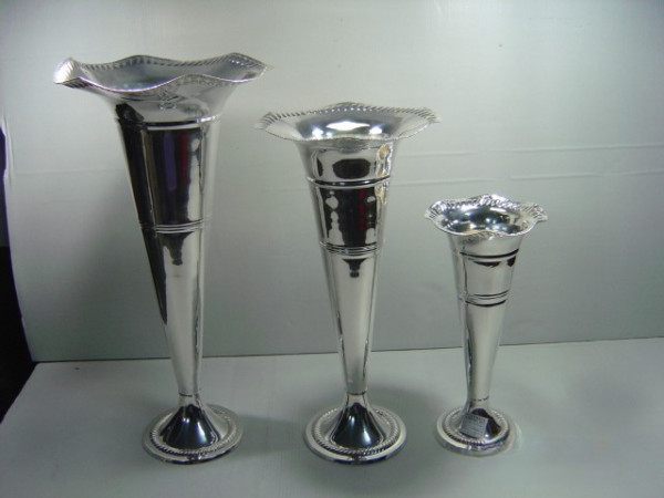 Image of Silver Plated Brass Vase Set