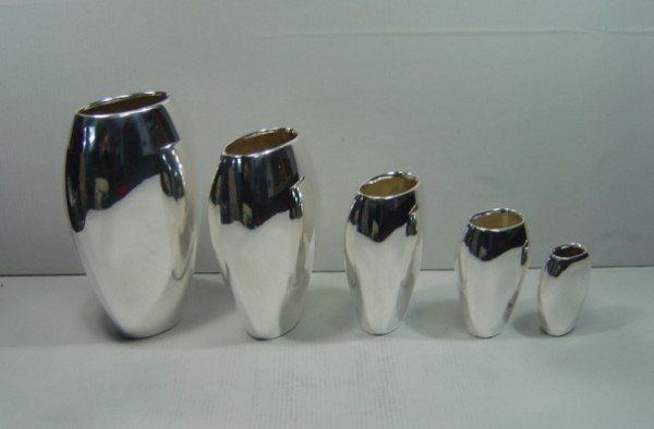 Image of Silver Plated Brass Vase Set