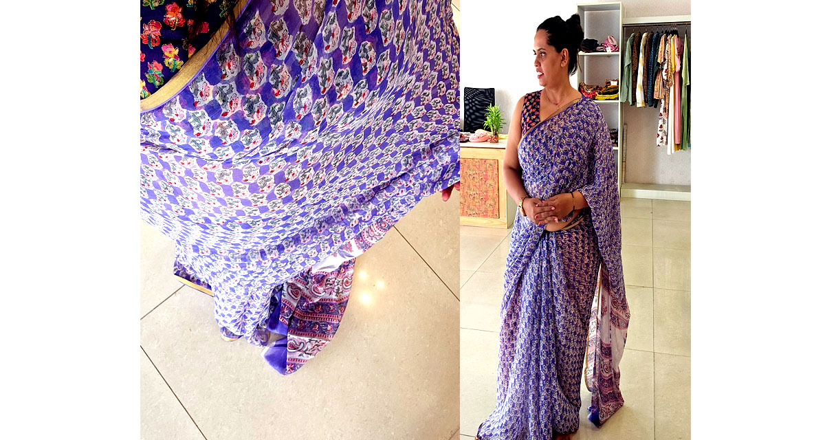 Raabata Chiffon Hand blockprint