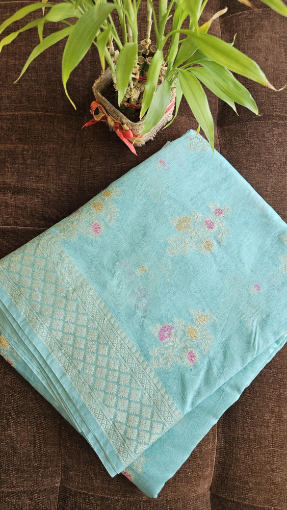 Image of BANARAS SEMI GEORGETTE MEENA BOOTI SAREE