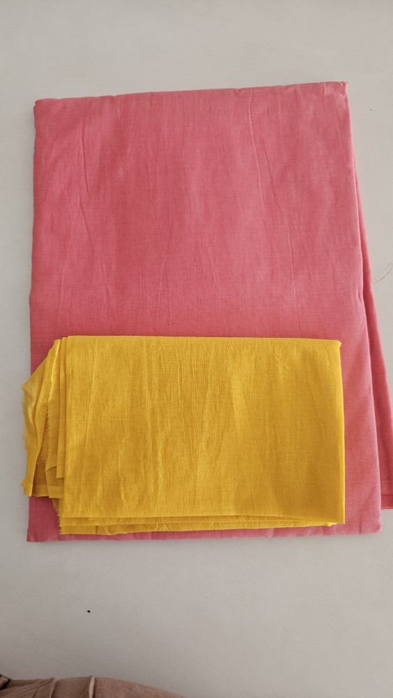 Image of Pink plain mul cotton saree