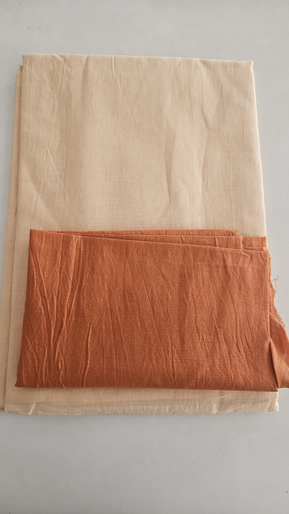 Image of Cream Plain Mul Cotton saree