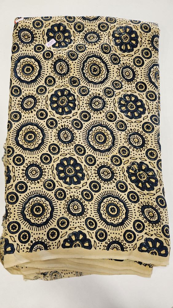 Image of CIRCULAR MOTIFS AJRAKH HANDBLOCK PRINT MODAL RUNNING MATERIAL