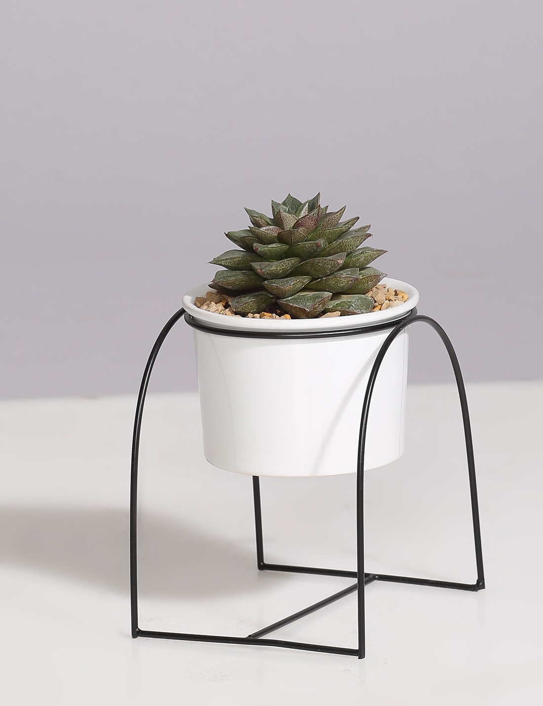 Ceramic Planter with U shaped metal Stand