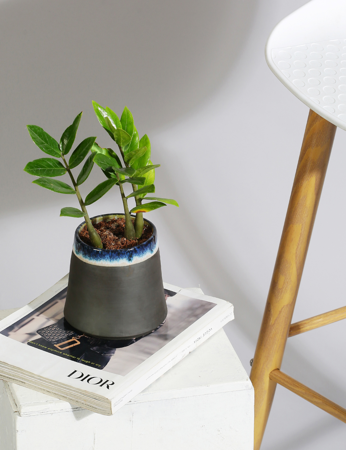 Charcoal slip handmade ceramic planter