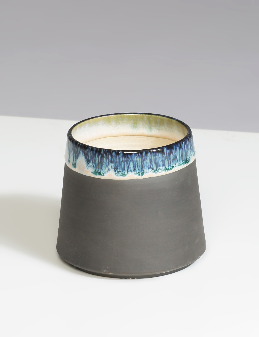 Charcoal slip handmade ceramic planter