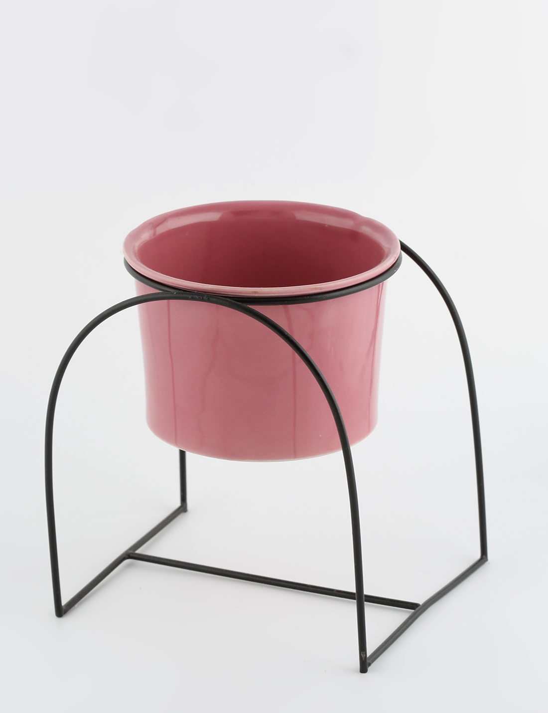 Ceramic Planter with U shaped metal Stand