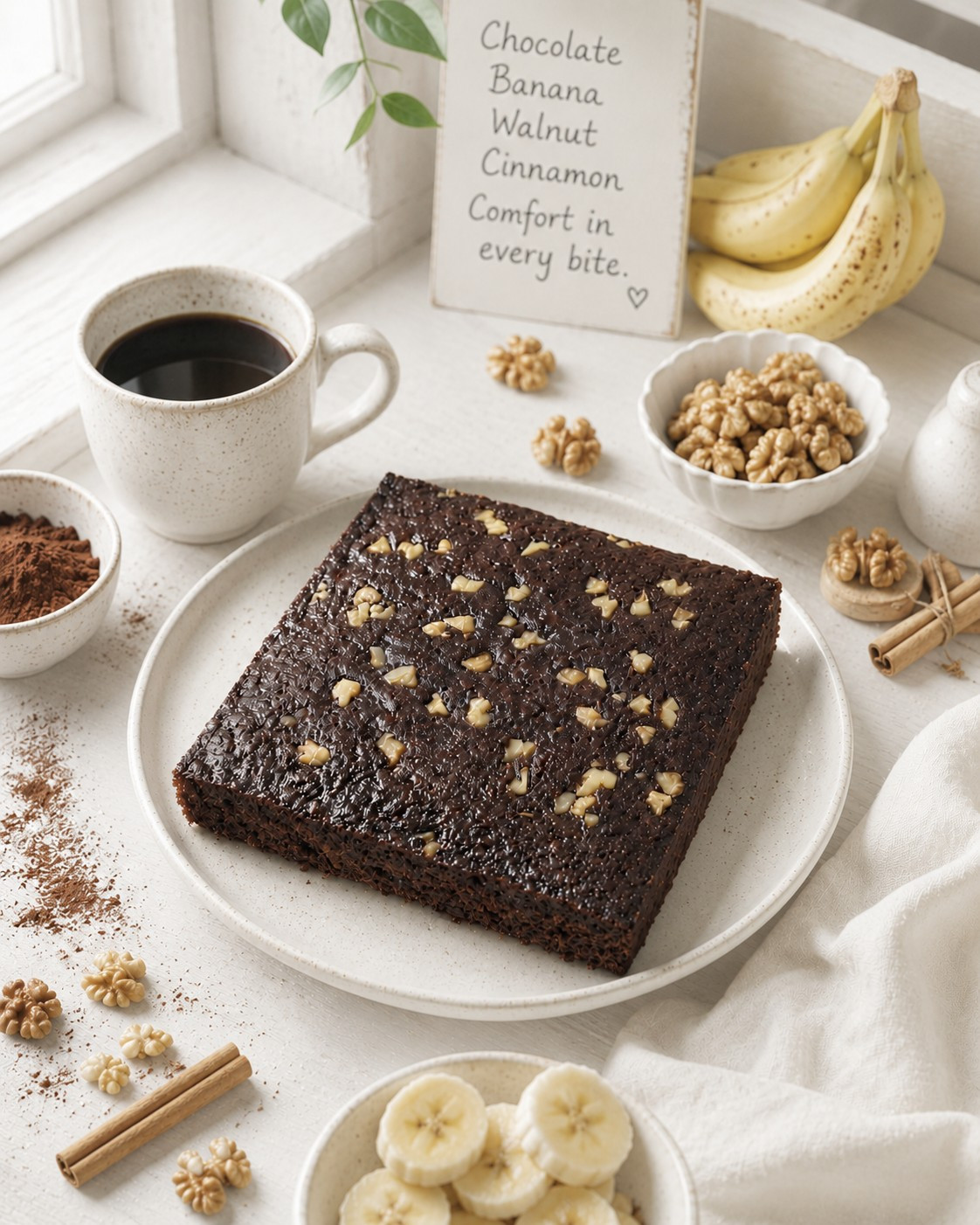 Choco Banana Walnut Cake