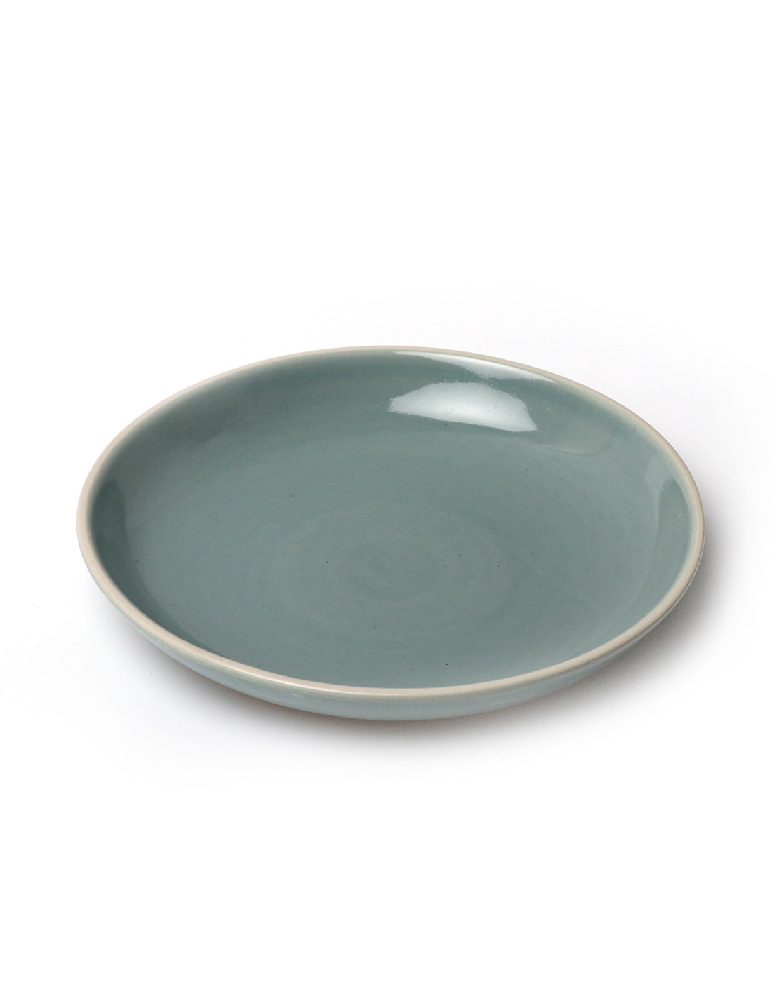 Rustic Ceramic Shallow Pasta Bowl Light Blue