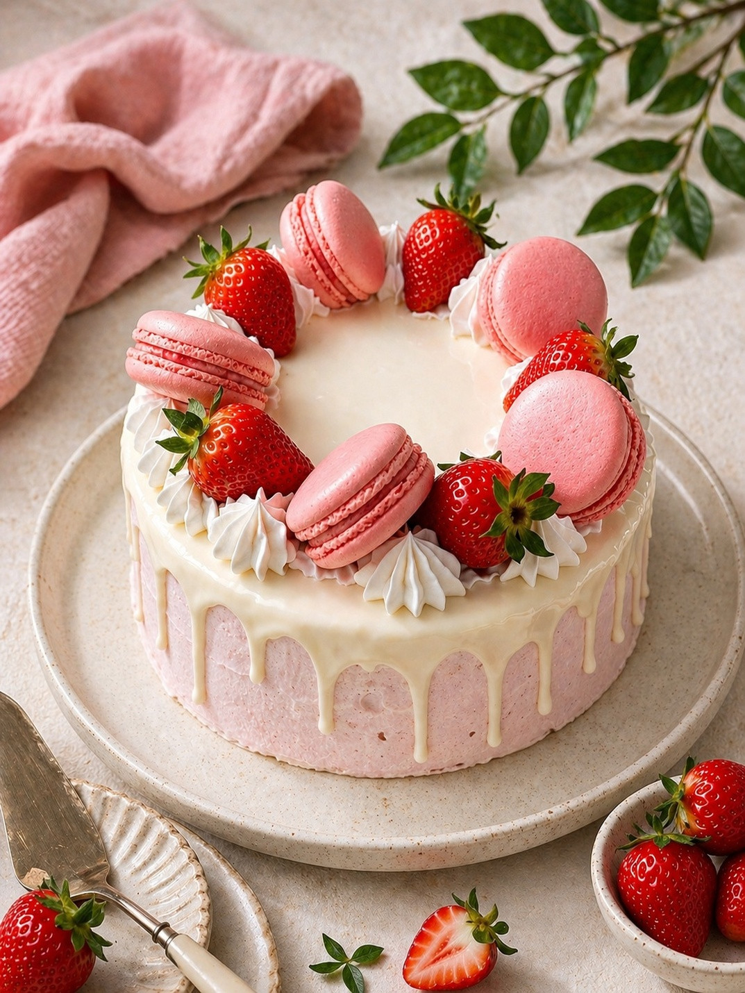 Strawberry Macron Cake