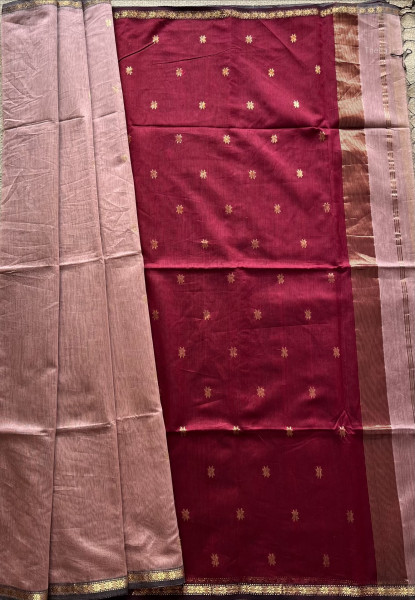 CORAL | MAROON MAHESHWARI SAREE