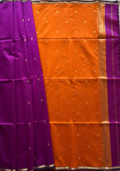PLUM | ORANGE MAHESHWARI SAREE