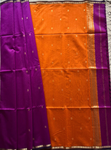 PLUM | ORANGE MAHESHWARI SAREE