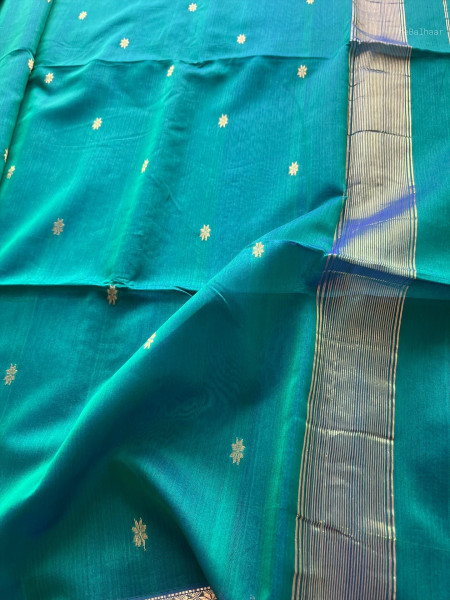 PEACOCK BLUE | GREEN MAHESHWARI SAREE