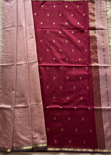 CORAL | MAROON MAHESHWARI SAREE